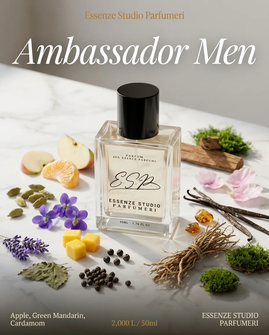 AMBASSADOR MEN — frymëzuar nga GISADA · parfum për meshkuj Essenze Studio