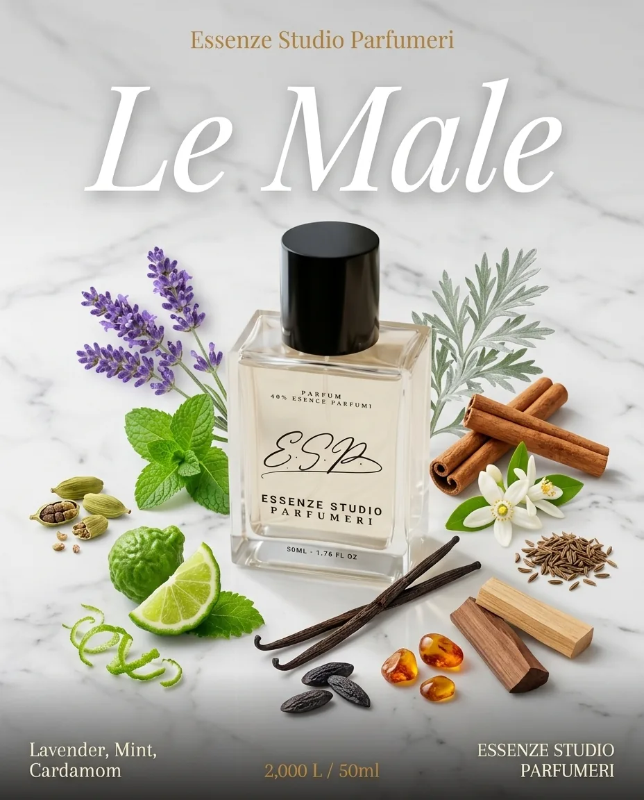 LE MALE — frymëzuar nga JEAN PAUL GAULTIER · parfum për meshkuj Essenze Studio